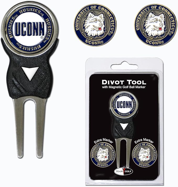 Team Golf NCAA Divot Tool with 3 Golf Ball Markers Pack, Markers are Removable Magnetic Double-Sided Enamel