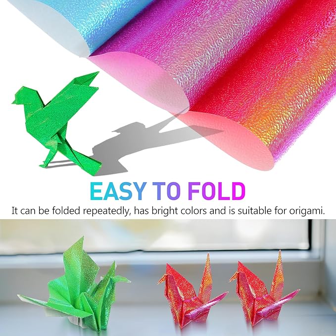 Glitter Origami Paper: 100 Sheets 10 Colors Shiny Iridescent Paper - Image 2