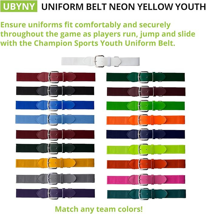 Champion Sports Baseball & Softball Belt – Stretch Fit Uniform Belt for Youth & Adult Players, Multiple Colors