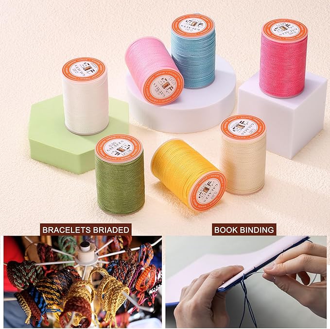 uxcell Round Leather Sewing Waxed Thread, 55m / 60 Yards Polyester Wax String - Image 6