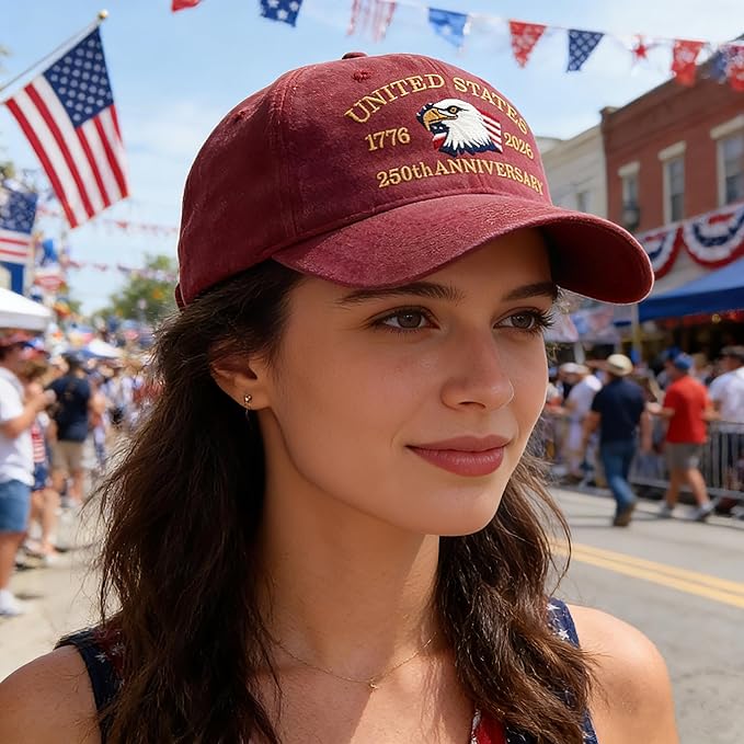 4th of July Hat 250 Anniversary USA Hat American Flag Trucker hat for Women Men Fourth of July Patriotic Eagles Hat
