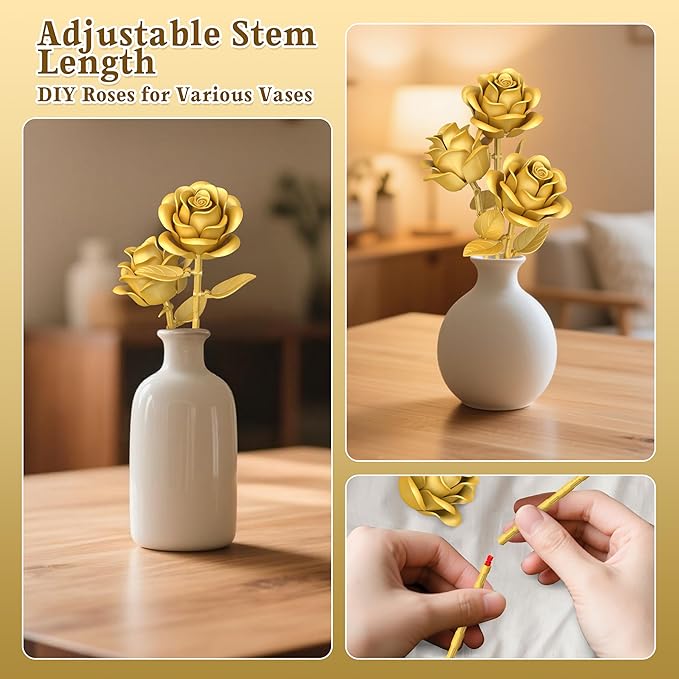 Gold Roses Flower Building Set - Image 6