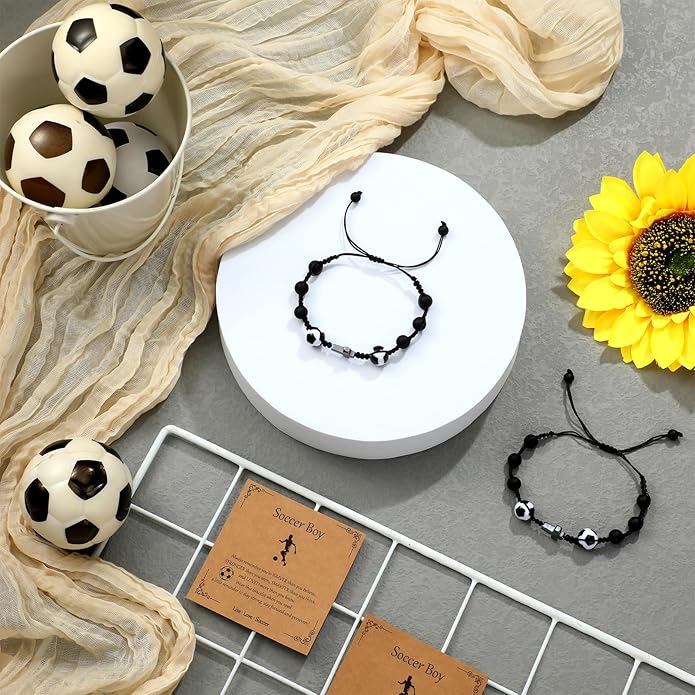 12 Set Sport Adjustable Beaded Bracelets Gifts Football Softball Soccer Volleyball Golf Basketball Hockey Bracelets for Women Men Adjustable Beaded Accessories