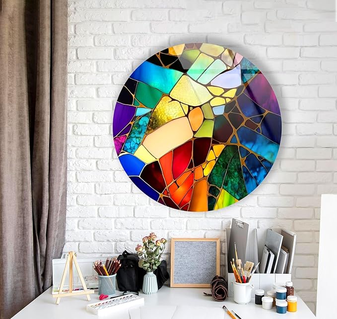 My Photostation.com 10'' Diameter Multicolor Round Stained Glass Wall Art - Image 5
