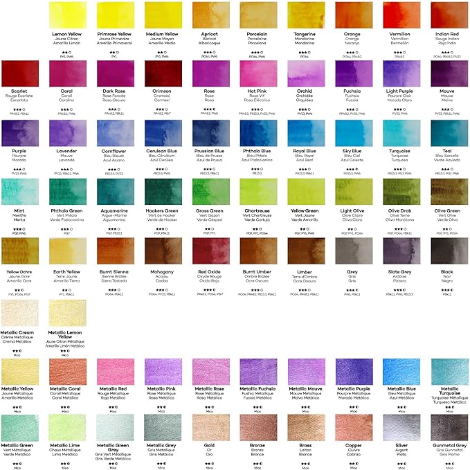 Mont Marte Watercolor Set Full Pan Signature 73pcs, Including 50 Bright and 22 - Image 2