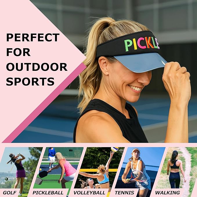 Funky Junque Women's UV 50 Adjustable Sun Visor - Golf Tennis Pickleball - Sports Themes Solid Colors Easter Pastels