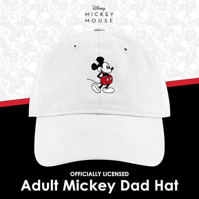Disney Mickey Mouse Embroidered Cotton Adjustable Dad Hat with Curved Brim