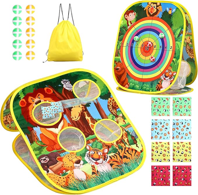 Bean Bag Toss Game for Kids/Double-Sided Foldable Cornhole Board/Backyard Beach by BOENBRO