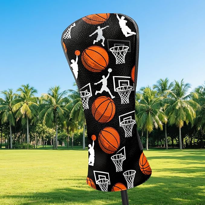 Golf Headcovers Fits Driver Hybrid Fairway 3/5 Wood, Waterproof PU Leather Golf Club Protector, Ideal Sports Accessories & Golfer Gift Colorful Geometry
