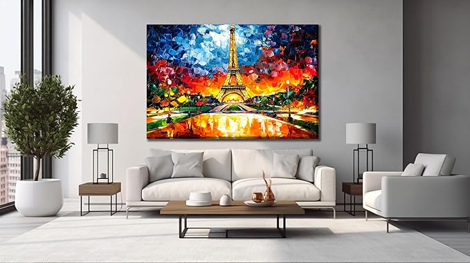 SpiritualHands Paris Eiffel Tower Glass Wall Art Oil Painting - Image 6
