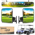 10L0L Golf Cart Folding Side Mirror and Panoramic Rear View Mirror Kit for Yamaha, EZGO, Club Car