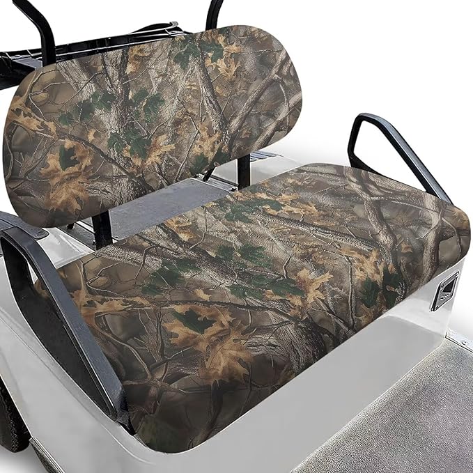 Bulopur Branch Hunting Camo Golf Cart Seat Towel Covers for Front Seats, Club Car Golf Cart Seat Covers Universal Accessories for Golfcart Cushion Blanket