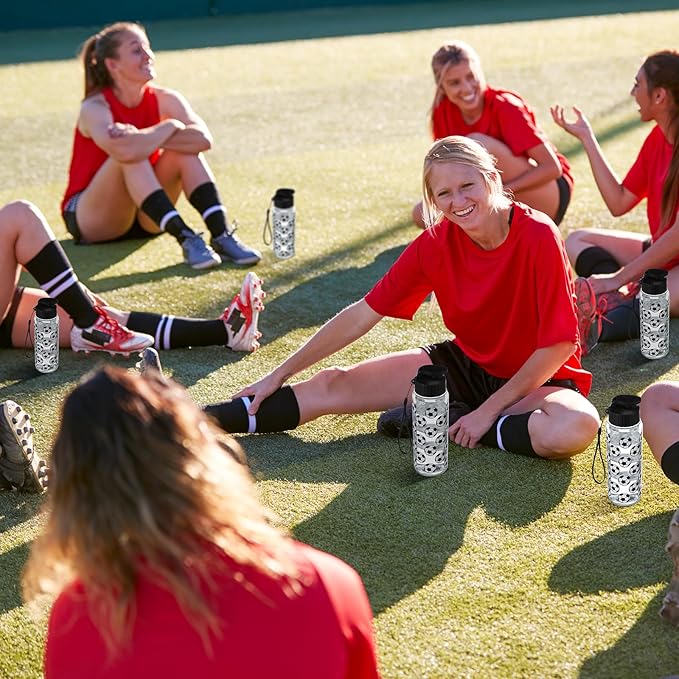 Funnymoom 12 Pcs Soccer Water Bottles Bulk 17 oz Soccer Sports Bottle with Leak Proof Flip Top Reusable Plastic Water Bottles for Team Gift Accessories Sports Party Favors Supplies