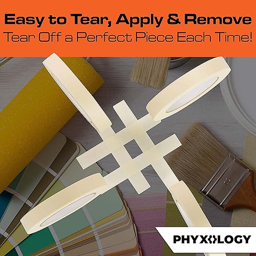 No-Residue 1 Inch, 60 Yard Masking Tape 2 Pk. Easy-Tear, Pro-Grade Removable - Image 4