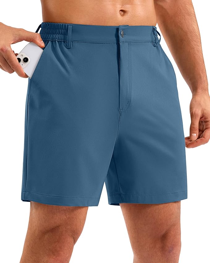Pudolla Men's Casual Shorts 7"/9"/5" Lightweight Golf Shorts with 3 Pockets Stretch Quick Dry Comfy Work Shorts