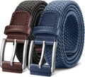 BULLIANT Belt for Men 2Pack,Mens Gift Stretch Braided Web Belt Elastic for Casual Golf Jeans,1 3/8"