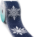 CT CRAFT LLC Navy Satin with Silver Snowflake Wired Ribbon 2.5 Inch x 10 Yards by CTCRAFTLLC
