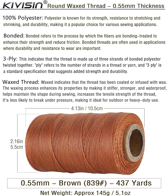 Sturdy Bonded Waxed Polyester Thread, 437 Yards Wax String Cord - Image 2