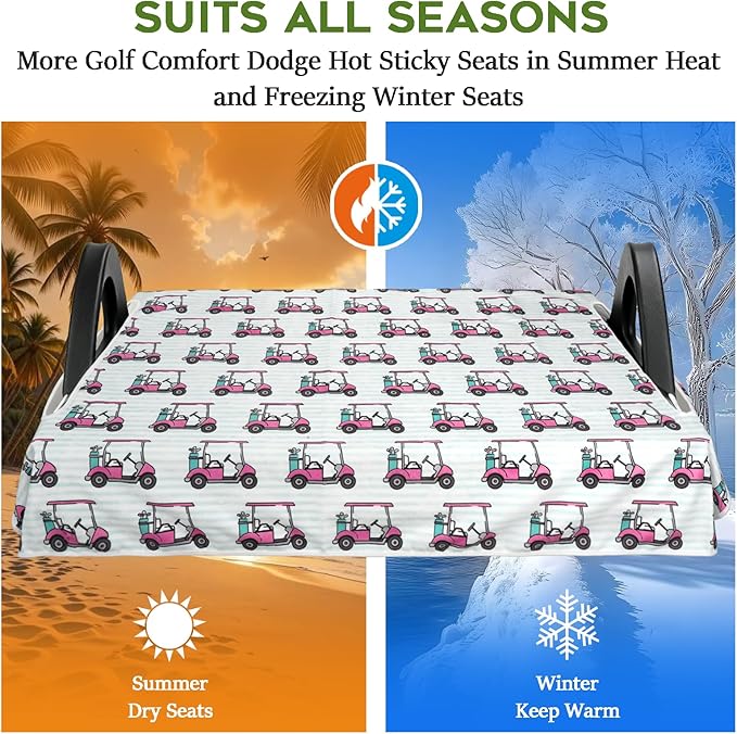 Golf Cart Seat Covers Club Car Golf Cart Accessories for Men Women Golf Carts Seat Towel Blanket 2-Seat Golf Cart Decorations