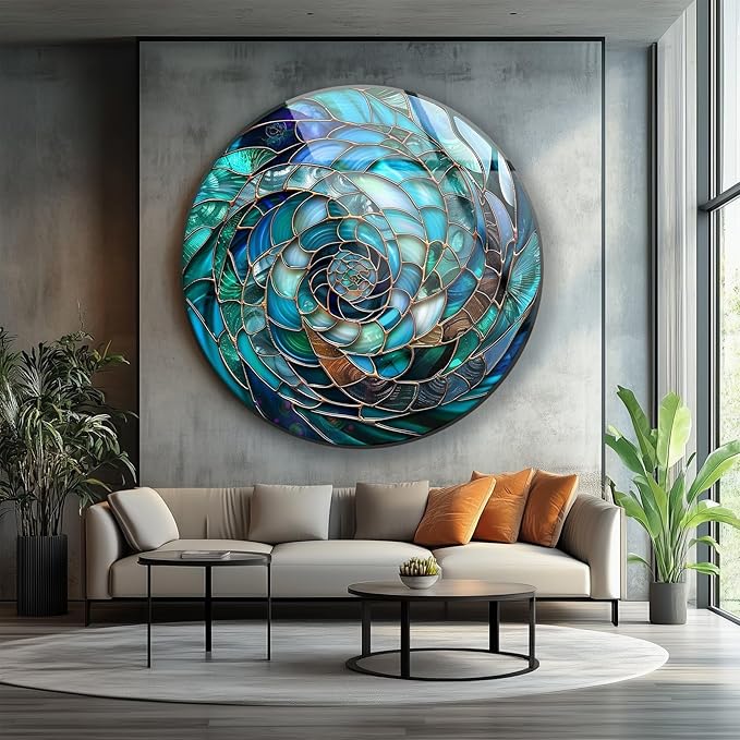My Photostation.com 27.5'' Diameter Ocean Vortex Spiral Round Glass Wall Art - Image 6