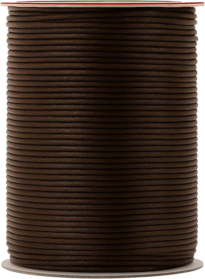 Mandala Crafts 2mm 109 Yards Bistre Brown Cotton Waxed Cord by MandalaCrafts