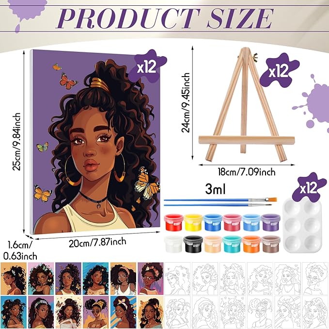 Zhanmai 12 Pack Pre Drawn Canvas - Image 2