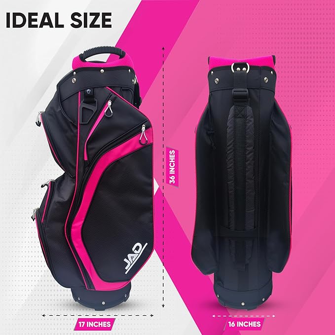 JAD Lightweight Womens Golf Bag, Golf Cart Bag with Dual Handles for Women/Ladies, 14-Way Full-Length Top Dividers, Large Putter Well, Ultra Lightweight, Large Pockets for Accessories