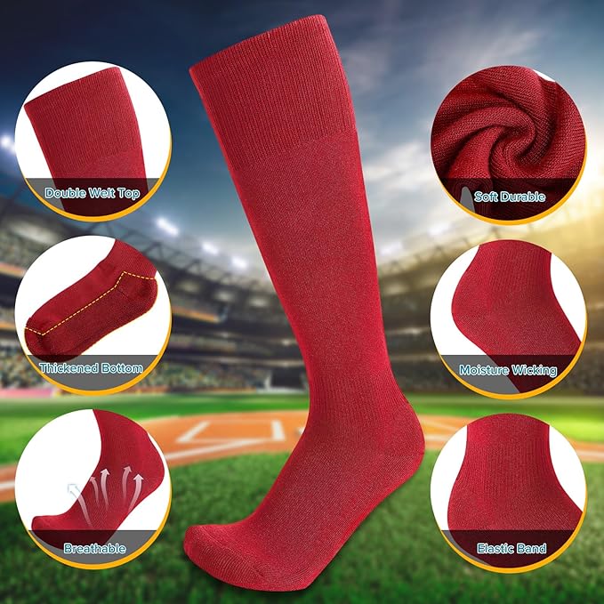 Baseball Socks and Belt Combo for Youth Adult - Softball Socks and Belt for Boys and Girls