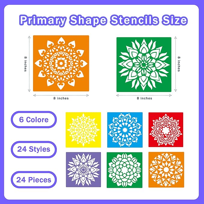 24 Pieces Stencils for Kids, Large Drawing Stencils Chalk Template, 8 Inches - Image 2