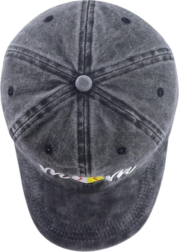 Mom Baseball Softball Half Heart Hat for Women, Funny Cotton Embroidered Soccer Football Mama Baseball Cap