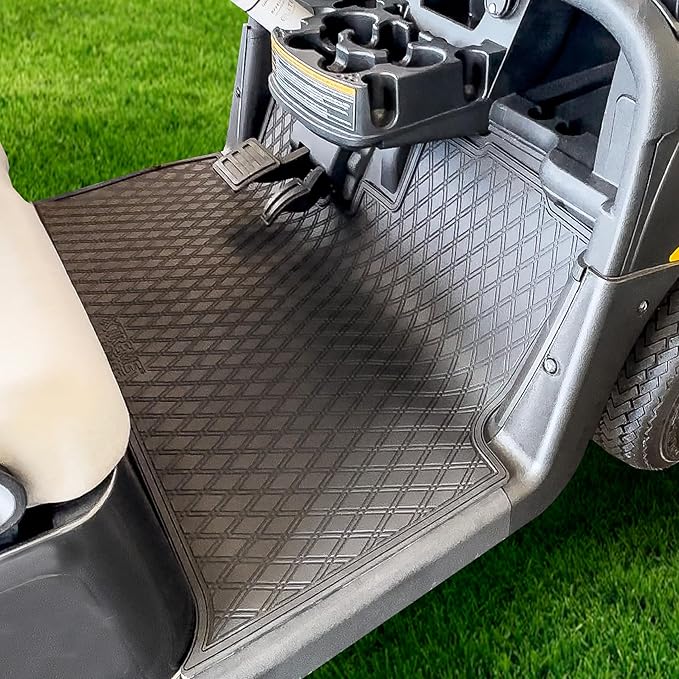 Xtreme MATS Rubber Floor Mat Liner for Golf Carts - Fits E-Z-GO 2022.5-2023.5 RXV/Valor Models with Hanging Pedals Including RXV Elite, RXV Freedom, Valor - Diamond Design Flooring Cover (All Black)