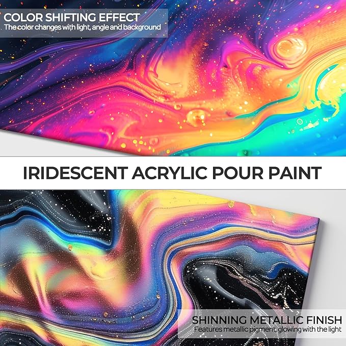 Nicpro 20 Colors Iridescent Metallic Acrylic Pour Paint Supplies Kit, 8.45oz - Image 5