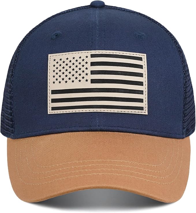 American Flag Trucker Hat - Snapback Hats for Men Women Baseball Cap - Breathable Mesh & Adjustable Fit for Casual Wear