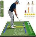 (Enlarged×Thickened) Golf Mat 1.22in/1.42in, 5x4ft/5x5ft Dual-Turf Golf Hitting Mat with Ball Tray for Indoor Outdoor, Heavy Duty Commercial Golf Mat, High-Elasticity Golf Practice Mat for Simulator