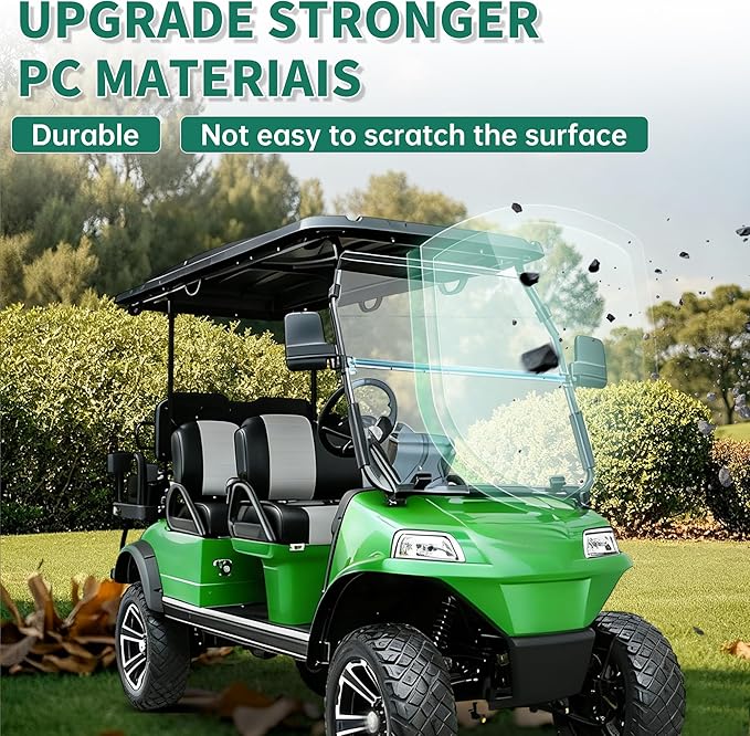 ECOTRIC Golf Cart Clear Windshield Compatible with Evolution Classic and Forester All Models 2016-up Flip Folding Down Windshield Foldable Windscreen PC