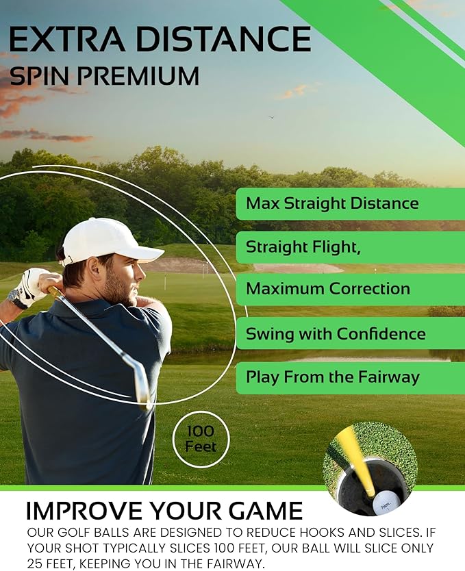 Polara Self-Correcting Golf Balls – High-Performance Golf Balls with Soft Feel, Anti-Slice & Hook Correction, Exceeds USGA Limits, Dimple Design for Maximum Distance, Golf Accessories for Men & Women