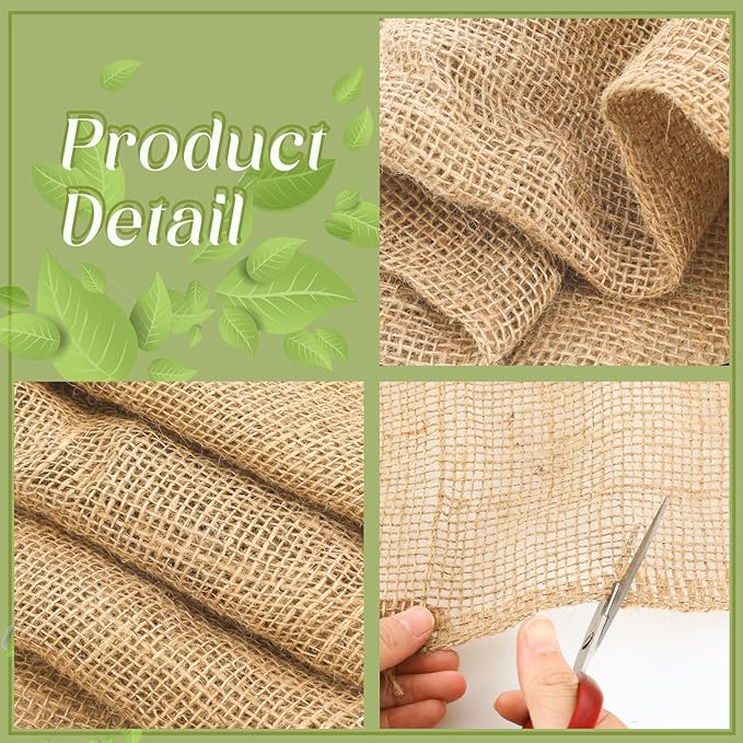 Buryeah Burlap Fabrics Roll Natural Jute Burlap Tree Wraps Protector Winter - Image 3