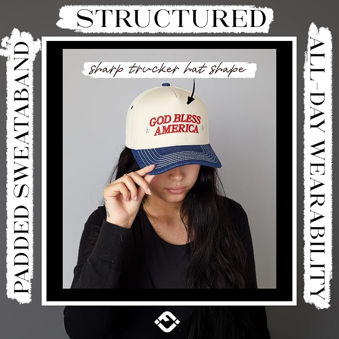 Funky Junque Trucker Hat Women Men 2-Tone Baseball Cap – Vintage Western Style Embroidered Snapback, Premium Cotton Blend