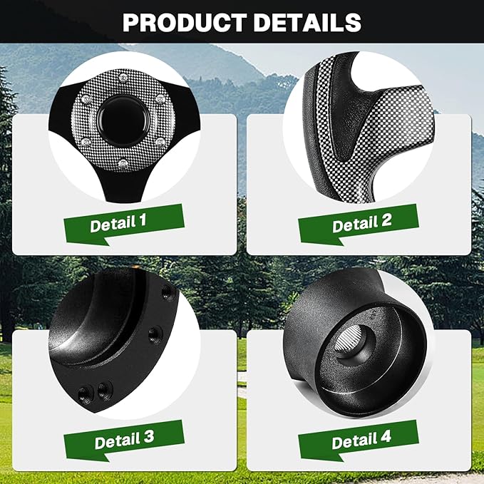 Golf Cart Accessories Steering Wheel and Golf Adapter for EZGO TXT & RXV Golf Carts Adapter Skid-(5156black gray)