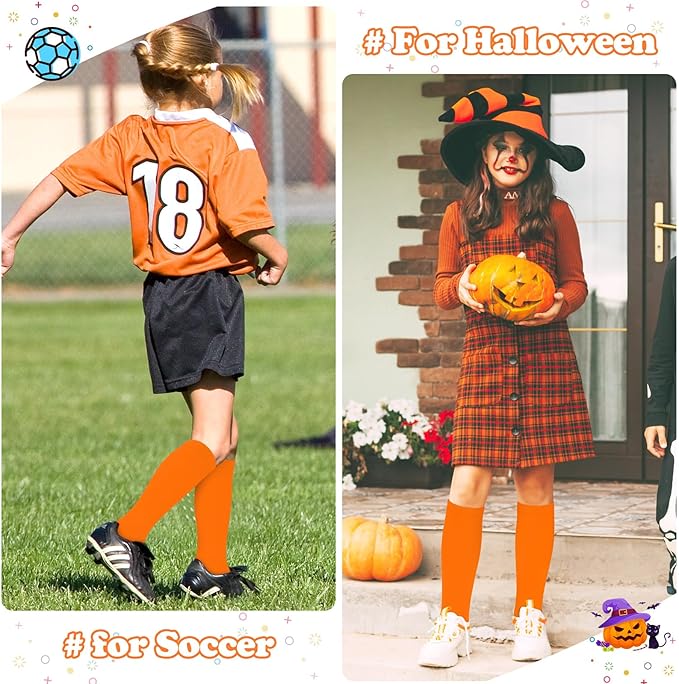 Sarfel Kids Soccer Socks Toddler Soccer Socks Girls Boys Soccer Socks Kids Tube Socks with Stripes Toddler Knee High Socks