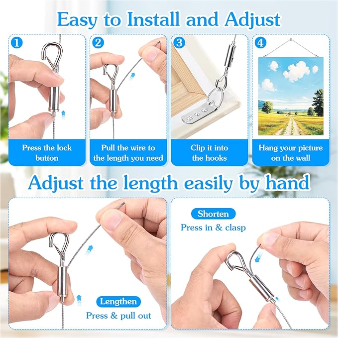 4 Pack Picture Hanging Wire Kit, Heavy Duty Picture Hanging Kit - Image 4