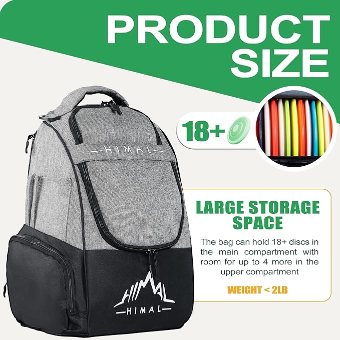 HIMAL HIMAL Disc Golf Bag Holds 22+ Discs, Durable Disc Golf Backpack with Large Capacity, and Multiple Storage Pockets