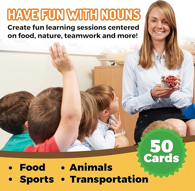 50 Noun Flash Cards, Fun Vocabulary Builder Educational Learning Photo Cards - Image 4