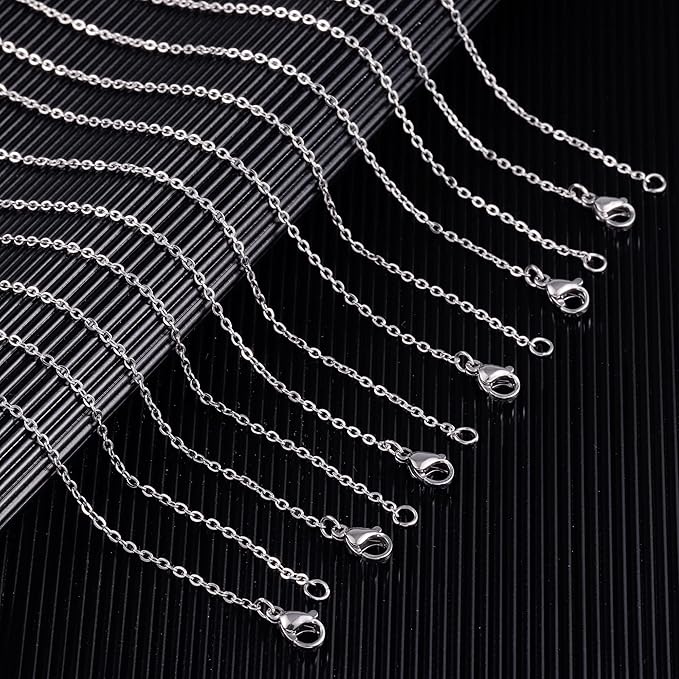 Wholesale 12 PCS Genuine Stainless Steel Fine Cable Chain Necklace Chains Bulk - Image 3