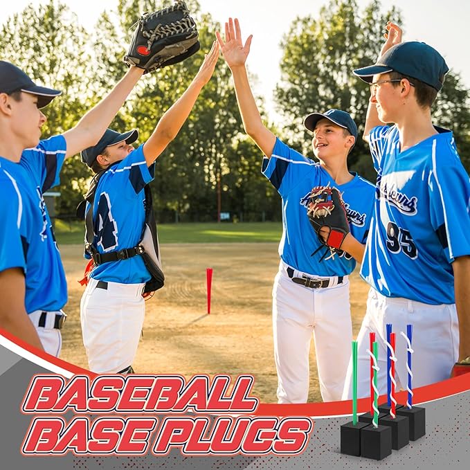 Shappy 24 Pieces Base Plugs with Tassels Heavy Duty Rubber Baseball Anchor Plug for Baseball Field Drill Softball Accessories