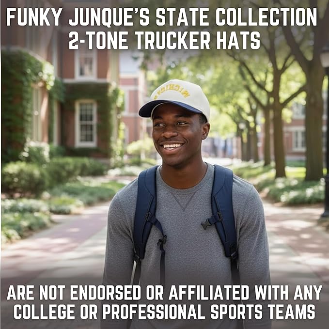 Funky Junque Trucker Hat Women Men 2-Tone Baseball Cap – Vintage Western Style Embroidered Snapback, Premium Cotton Blend