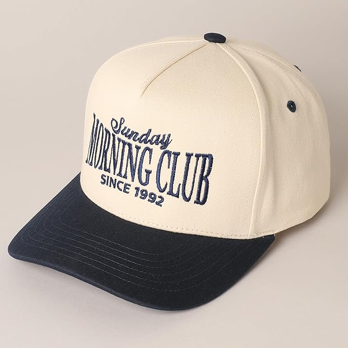 MIRMARU Two-Tone Vintage Canvas Trucker Hats for Men & Women, Adjustable Size Baseball Caps with Trendy Embroidered Design