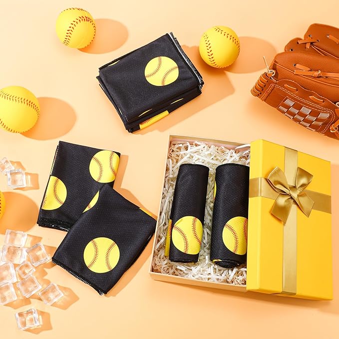 Peryiter 12 Counts Mini Cooling Towel, 30" x 9" Baseball Softball Soccer Golf Sweat Towel, Breathable Chilly Rag, Microfiber Sport Rags for Team Gym Running Coach Gift