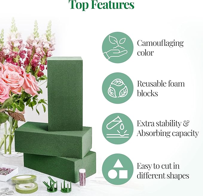 2 Pcs Floral Foam Blocks Florist Flower Foam Green Bricks Applied Dry or Wet - Image 3