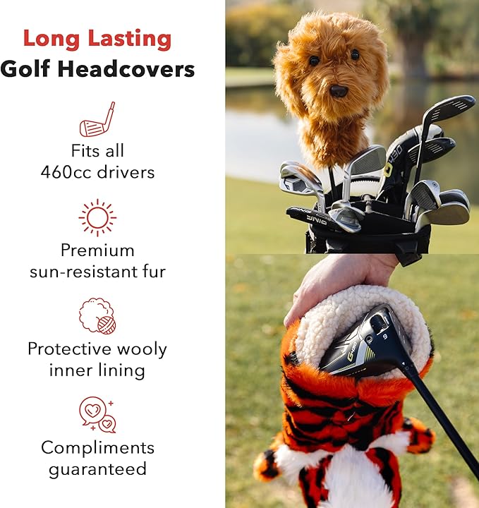 Daphne's Taco Golf Headcover - Fits Up to 460cc Driver - Yellow, Floral Pattern - Plush Material - Golf